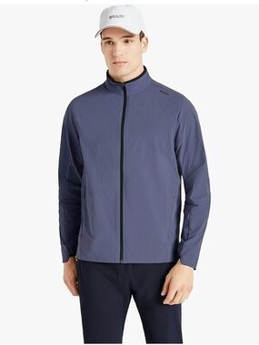Brady Lightweight Zip-Front Shirt Jacket in Slate Blue